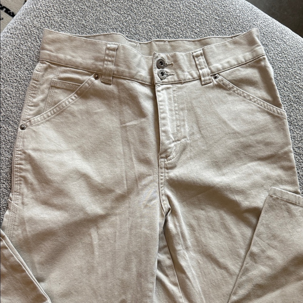 Women's High-Rise Beige Utility Jeans